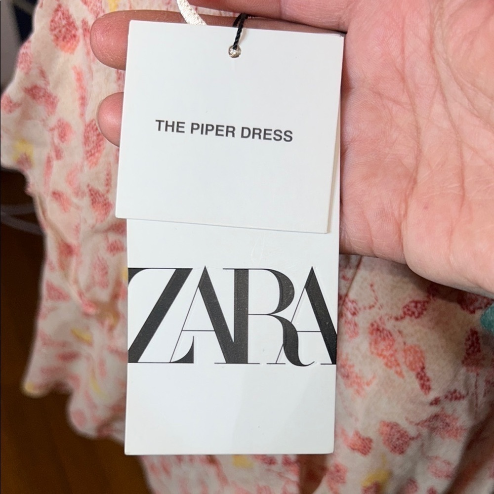 NWT Zara “The Piper” Dress Sexy Floral Pink Spaghetti Strap Dress Size Medium - Picture 9 of 10
